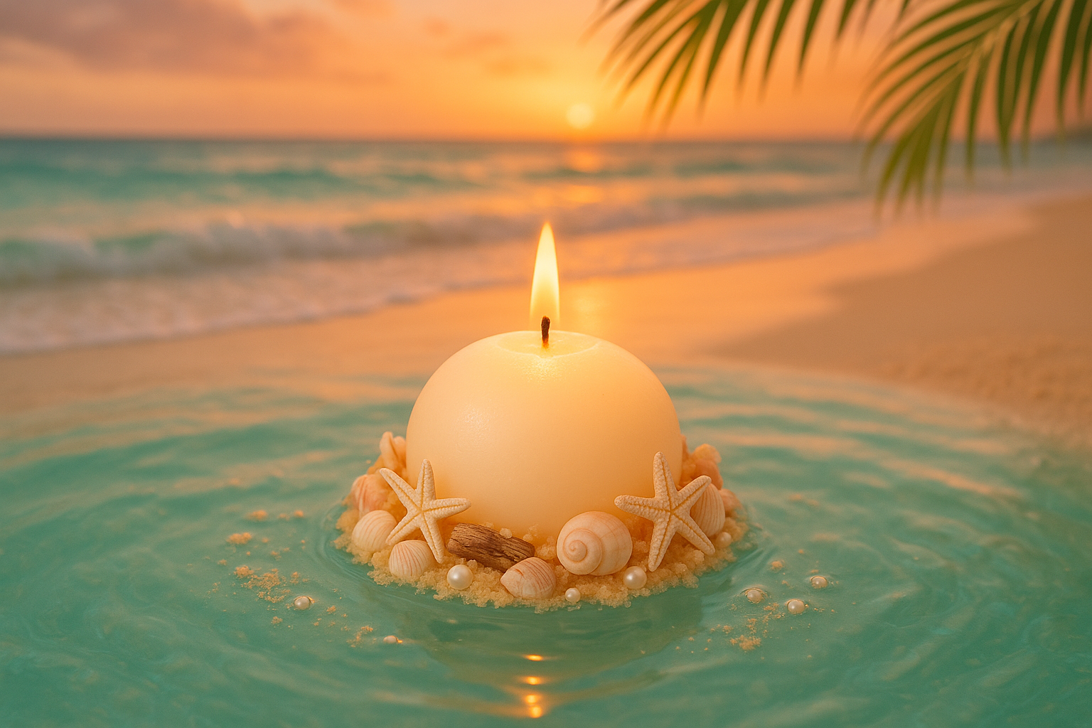 create a beautiful beach theme floating candle