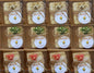 Packaged soaps with decorative elements with 'Thank You' labels 