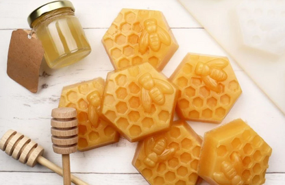 Hexagonal honeycomb Vitamin C -natural loofah soap bars.